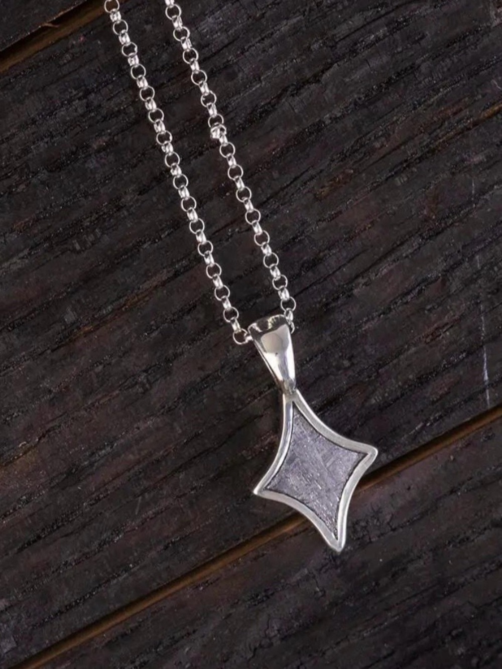 Sterling Silver Starburst Pendant Necklace - Silver